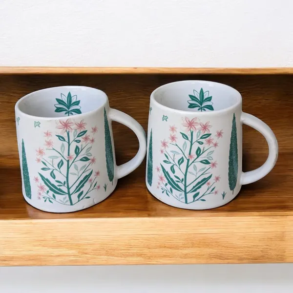 Madarks_Handcrafted_Green_Ceramic_Coffee_Mug_Set_of_2_–_280_ml_|_Peacock_&_Palm_Tree_Design_|_8.5_cm_Diameter,_9_cm_Height_|_Microwave_&_Dishwasher_Safe_|_Made_in_India