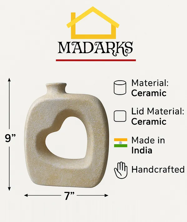 Madarks_Handcrafted_Heart-Shaped_Ceramic_Vase_|_Height:_9")_|_Artistic_Home_Decor_Showpiece_|_Made_in_India
