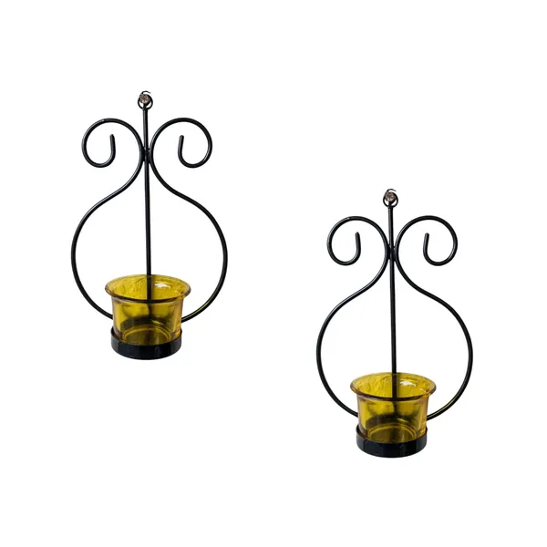 Madarks_Handcrafted_Iron_Tea_Light_Holder_with_Amber_Glass_–_Set_of_2