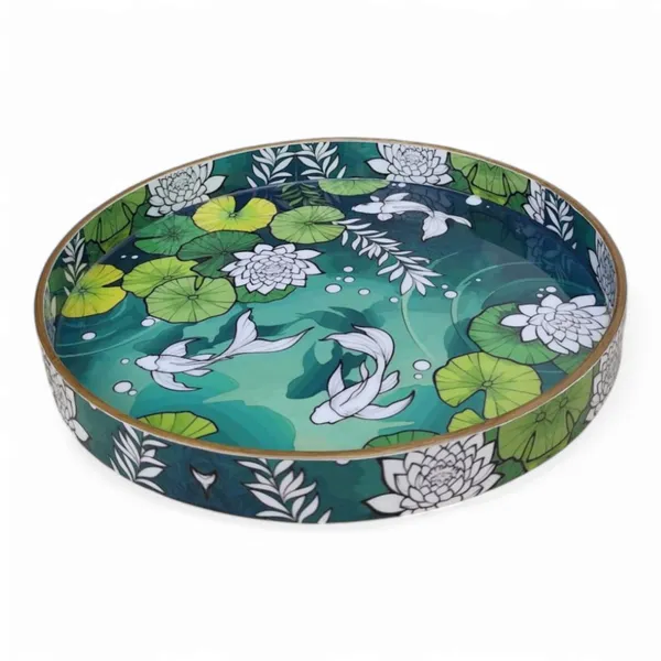 Madarks_Handcrafted_Lotus_Pond_Tray,_MDF,_25_cm_Diameter