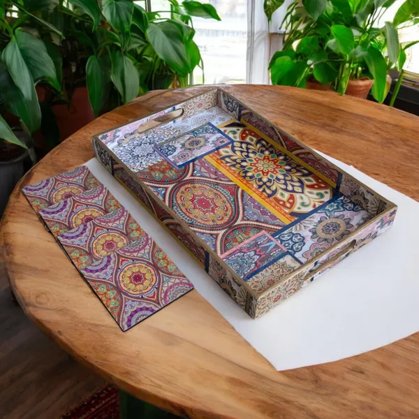 Madarks_Handcrafted_Multicolor_Mosaic_Tray_with_Matching_Coasters_-_Set_of_5
