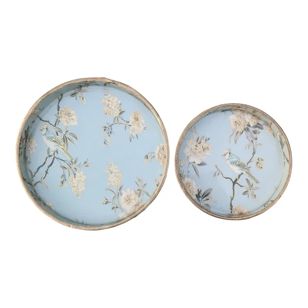 Madarks_Handcrafted_Round_Bird_Design_Serving_Trays_-_Set_of_2,_MDF_Enamel_Trays,_Size:_7_Inch_and_9_Inch