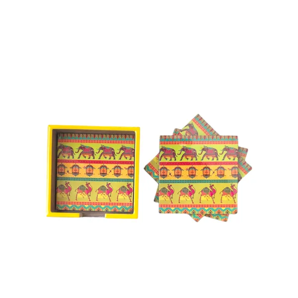 Madarks_Handcrafted_Wooden_Coaster_Set_with_Holder_–_Pack_of_4_|_Rajasthani_Folk_Art_Design_|_4x4_inch_Coasters_with_4.5x4.5_inch_Stand_|_Perfect_for_Tea,_Coffee,_Dining_&_Gifting