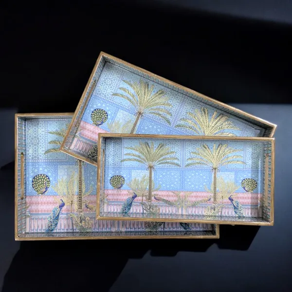 Madarks_Handcrafted_Palm_Tree_Artwork_Wooden_Tray_Set_–_Set_of_3_Decorative_Trays_with_Peacock_|_Sizes:_40x25x5_cm,_35x20x5_cm,_30x15x5_cm_|_Ideal_for_Serving_Tea,_Snacks_&_Home_Décor