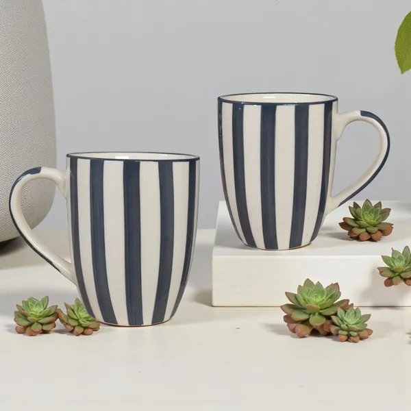 Madarks_Handpainted_Ceramic_Coffee_Mugs_Set_of_6_|_420_ml_Each_|_Grey_&_White_Vertical_Stripes_|_Microwave_&_Dishwasher_Safe_|_Tea_&_Coffee_Cup_Set