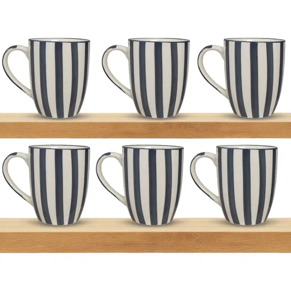 Madarks_Handpainted_Ceramic_Coffee_Mugs_Set_of_6_|_420_ml_Each_|_Grey_&_White_Vertical_Stripes_|_Microwave_&_Dishwasher_Safe_|_Tea_&_Coffee_Cup_Set