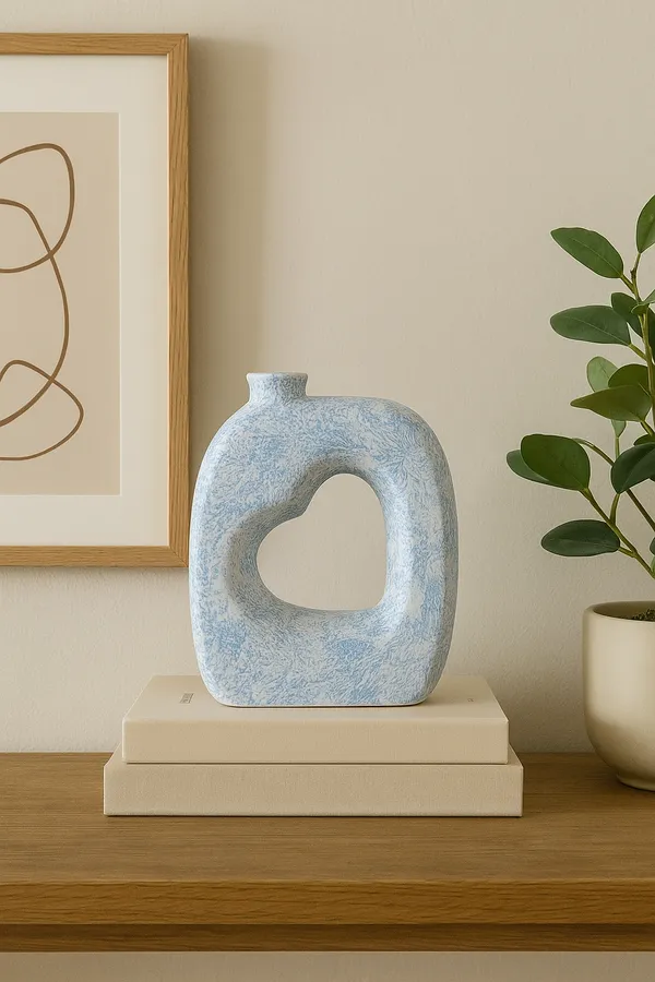 Madarks_Heart-Shaped_Ceramic_Vase_|_9_Inch_Handcrafted_Table_Decor_|_Blue_&_White_Textured_Finish_|_Ideal_for_Home,_Office,_Shelf_&_Gifting