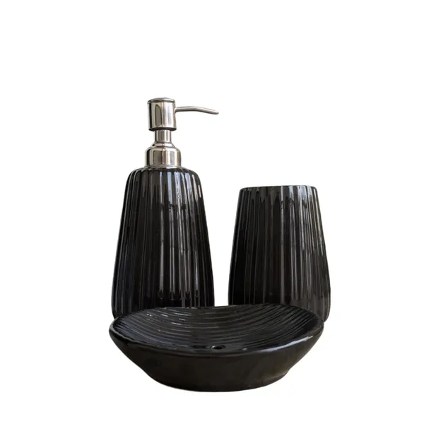 Madarks_Modern_Black_Ceramic_Bathroom_Accessory_Set_-_Soap_Dispenser,_Tumbler,_and_Soap_Dish