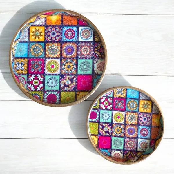 Madarks_Moroccan_Mosaic_Round_MDF_Decorative_Tray_Set