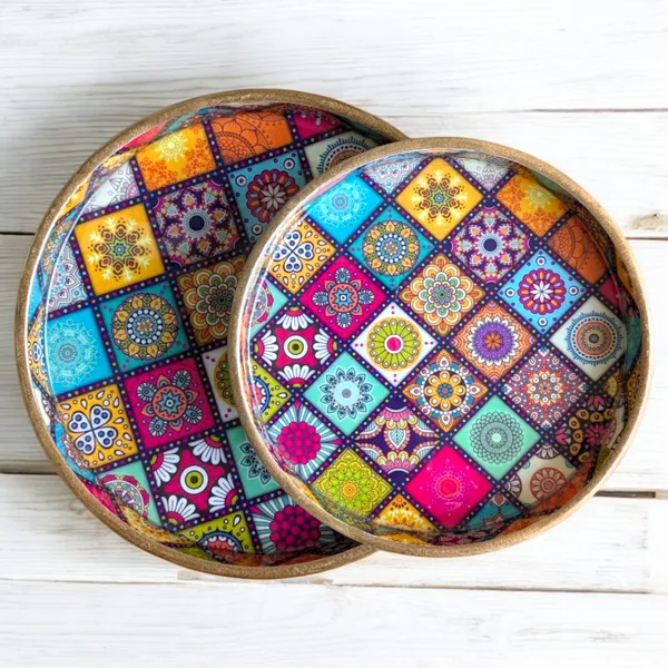 Madarks_Moroccan_Mosaic_Round_MDF_Decorative_Tray_Set