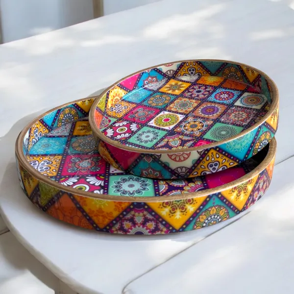 Madarks_Moroccan_Mosaic_Round_MDF_Decorative_Tray_Set