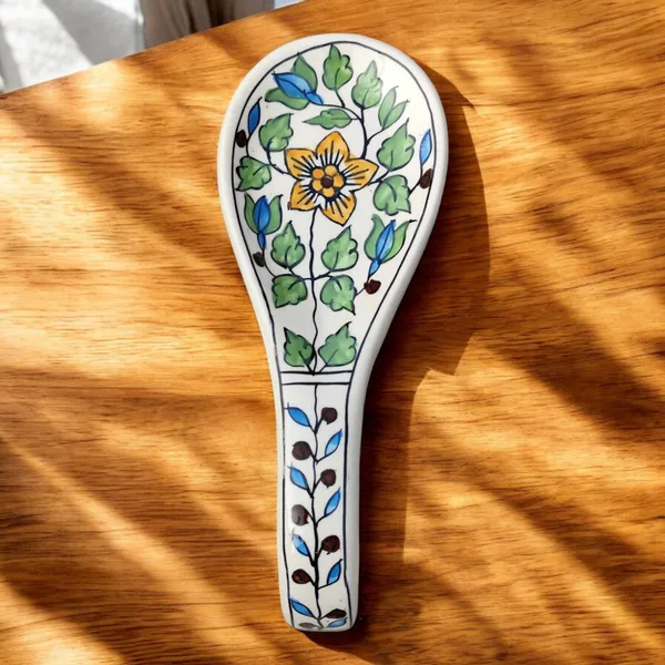 Madarks_Pack_of_2_Handcrafted_Floral_Ceramic_Spoon_Rest_Set_–_Blue_&_Green_Pattern
