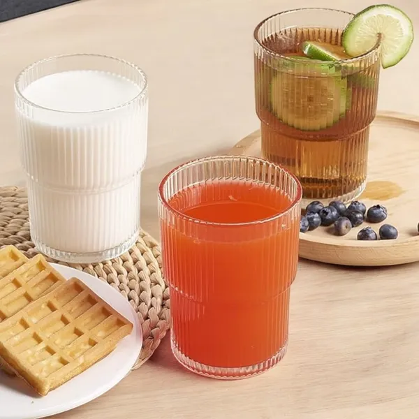 Madarks_Ribbed_Glass_Coffee_Tumbler_with_Lids_and_Straw_Pack_of_500ml_Clear_Water_Drinking_Cup_for_Juice,_Smoothies,Iced_Tea_Home_&_Travel_Sipper_Mug