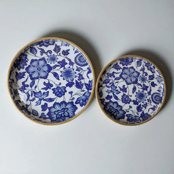 Madarks_Set_of_2_Decorative_Round_Trays_|_9_&_7_Inch_|_MDF_Wood_with_Enamel_Coating_|_Blue_Floral_Print_|_Handmade_Multipurpose_Serving_Tray_for_Home_&_Kitchen