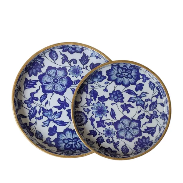 Madarks_Set_of_2_Decorative_Round_Trays_|_9_&_7_Inch_|_MDF_Wood_with_Enamel_Coating_|_Blue_Floral_Print_|_Handmade_Multipurpose_Serving_Tray_for_Home_&_Kitchen