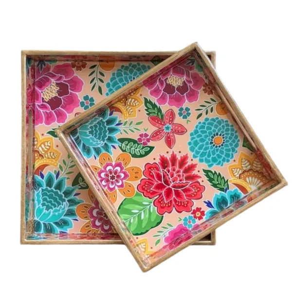 Madarks_Set_of_2_Waterproof_MDF_Serving_Trays_–_10x10_&_8x8_Inch_|_Premium_Decorative_Wooden_Trays_|_Multi-Use_Tea,_Coffee,_Snack,_Breakfast_&_Home_Décor_Tray_|_Floral_&_Pattern_Designs