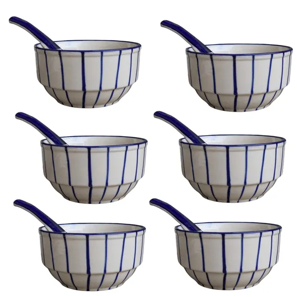 Madarks_Striped_Ceramic_Soup_Bowl_Set_with_Matching_Spoons_�_Set_of_6