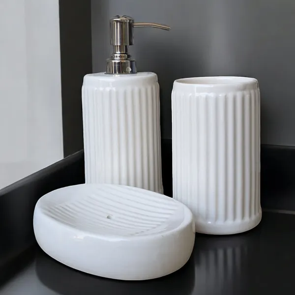 Modern_Ribbed_Ceramic_Bathroom_Accessories_Set_-_Soap_Dispenser,_Toothbrush_Holder_&_Soap_Dish