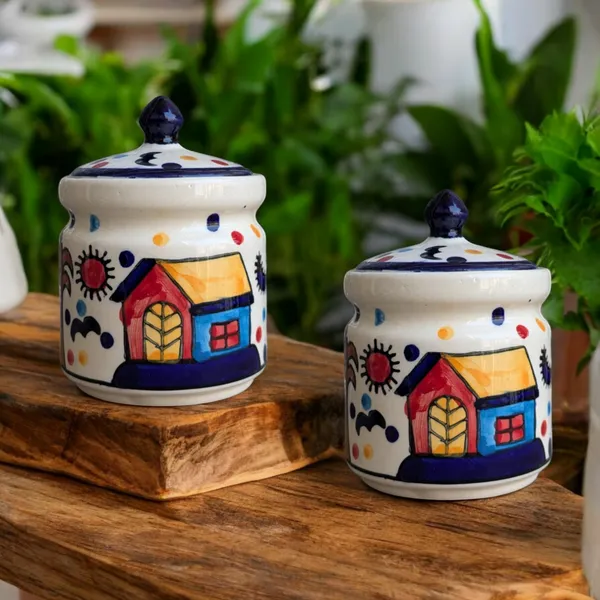 Pack_of_2_Non_Air_Tight_Hand-Painted_Ceramic_Storage_Jars_-_Cottage_Design