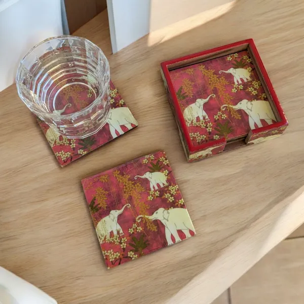 Royal_Elephant-Themed_Handcrafted_MDF_Coaster_Set_with_Stand_–_Pack_of_6