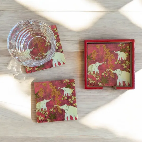 Royal_Elephant-Themed_Handcrafted_MDF_Coaster_Set_with_Stand_–_Pack_of_6