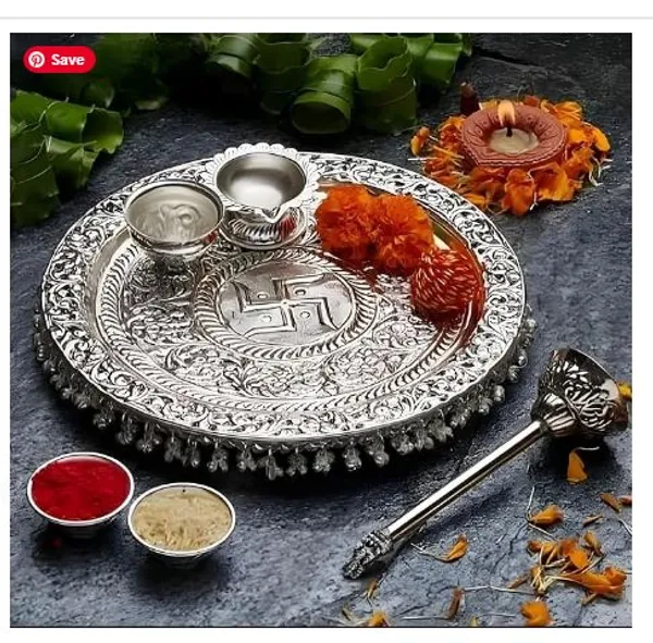 German_Silver_Heavy_Pooja_Thali_(Diameter_10”)_with_Full_Ghungroo_Layer_for_Home/Temple,Decorative