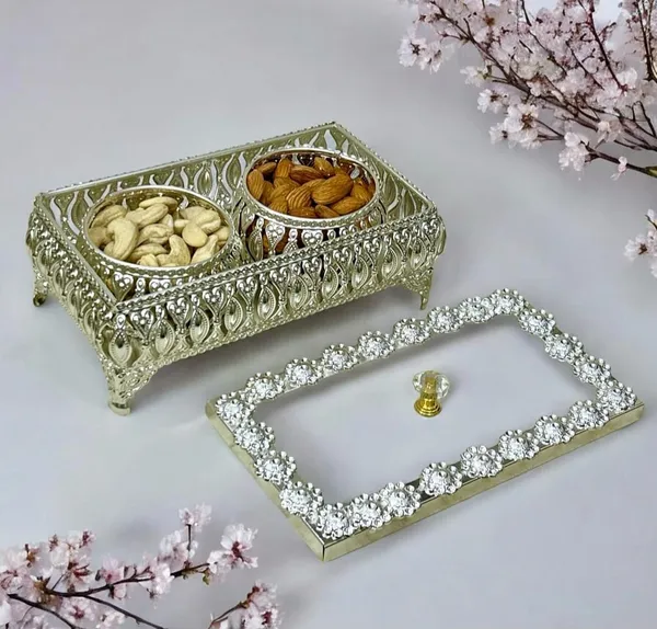 German_Silver_Metal_2_Bowl_Set_with_Lid_&_Tray_|_Crystal_Knob_Dry_Fruit_&_Sweet_Server_|_Elegant_Home_Décor,_Festive_&_Wedding_Return_Gift
