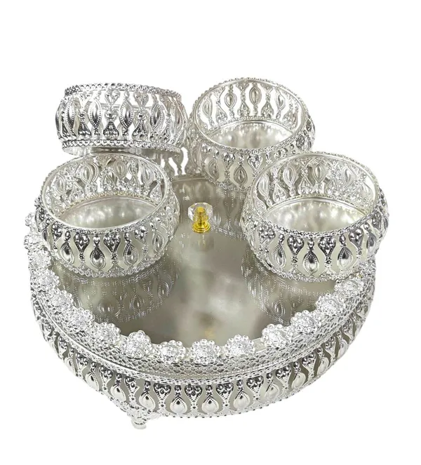 German_Silver_Round_4_Bowl_Set_with_Lid_&_Tray_|_Crystal_Knob_Dry_Fruit_&_Sweet_Server_|_Elegant_Home_Décor,_Festive_&_Wedding_Return_Gift