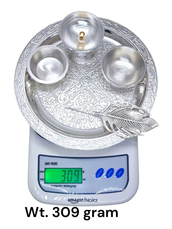 Navratri/Diwali_Special_Pooja_Thali_Set_Diwali_Gift_(Silver_Handcarving)