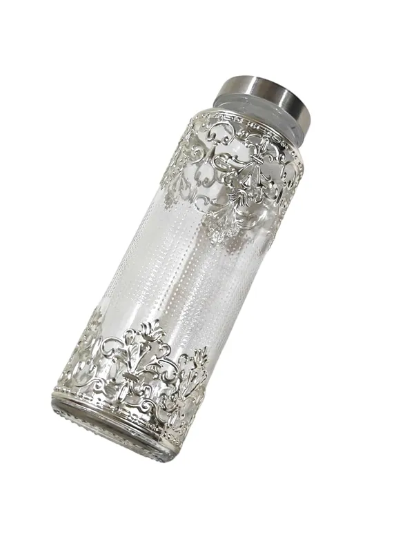 Premium_Glassware_Gift_Bottle_600_ml_with_Velvet_Box,_German_Silver_Metal_Work,_Elegant_Beverage_Set_for_Return_Gift