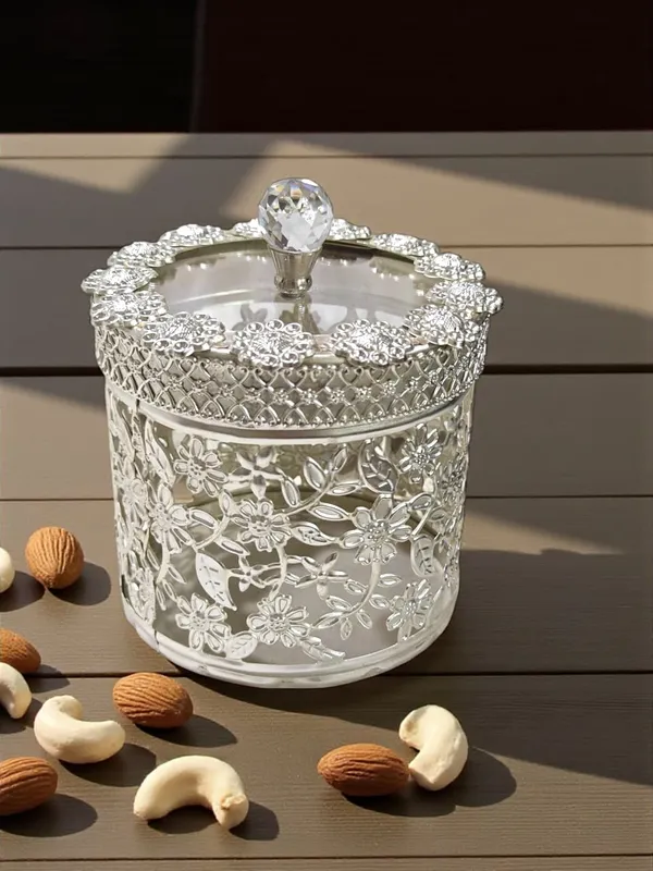 Silver_Plated_Dry_Fruit_Box_with_Velvet_Gift_Box_|_Floral_Engraved_Vintage_Metal_Jar_for_Diwali_&_Corporate_Gifting
