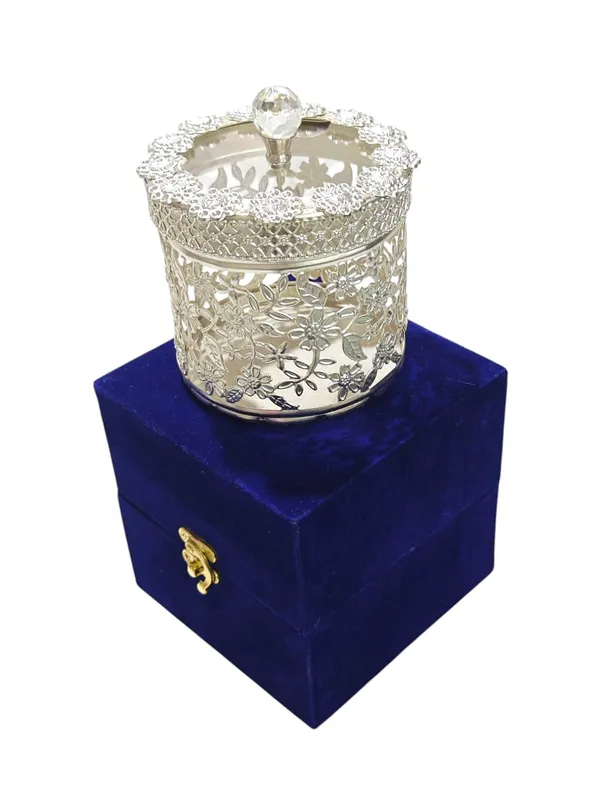 Silver_Plated_Dry_Fruit_Box_with_Velvet_Gift_Box_|_Floral_Engraved_Vintage_Metal_Jar_for_Diwali_&_Corporate_Gifting