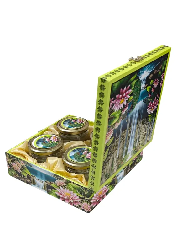 MDF_Wood_Paper_Box_with_4_Empty_Glass_Jars_–_Multipurpose_Gift
