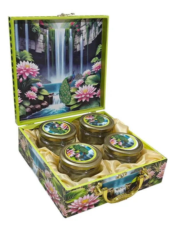 MDF_Wood_Paper_Box_with_4_Empty_Glass_Jars_–_Multipurpose_Gift