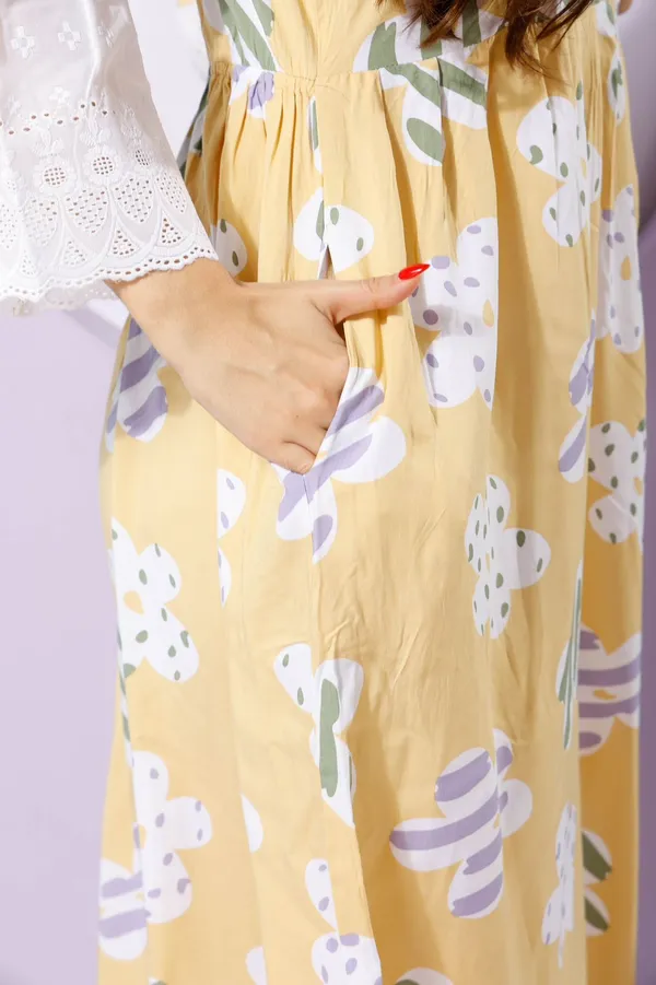 Yellow_Breatheble_Rayon_Materrnity_Dress