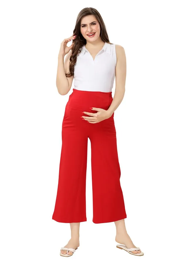 Cotton_Lycra_Highwaist_Adjusteble_Elastic_Maternity_Flared_Palazzo