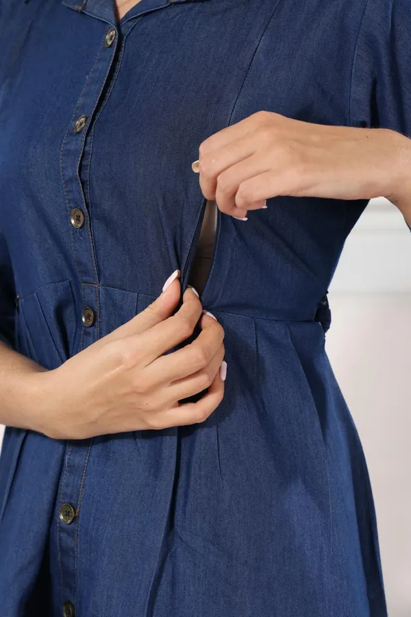 Dark_Blue_Maternity_Dress_|_Dark_Denim_Solid_Maternity_Dress_For_Women