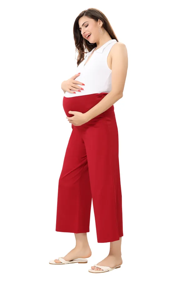 Cotton_Lycra_Highwaist_Adjusteble_Elastic_Maternity_Flared_Palazzo