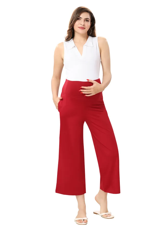 Cotton_Lycra_Highwaist_Adjusteble_Elastic_Maternity_Flared_Palazzo