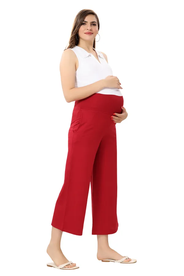 Cotton_Lycra_Highwaist_Adjusteble_Elastic_Maternity_Flared_Palazzo