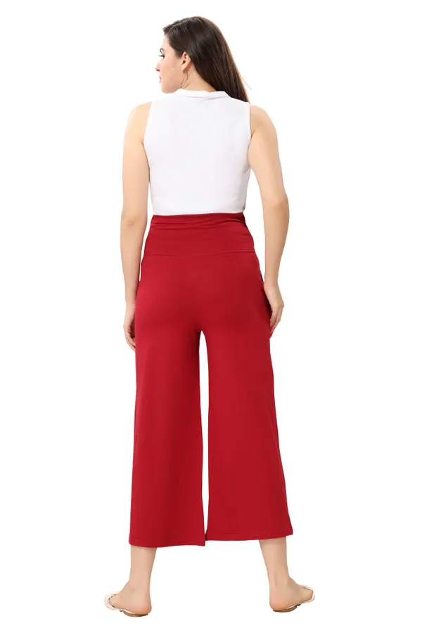 Cotton_Lycra_Highwaist_Adjusteble_Elastic_Maternity_Flared_Palazzo