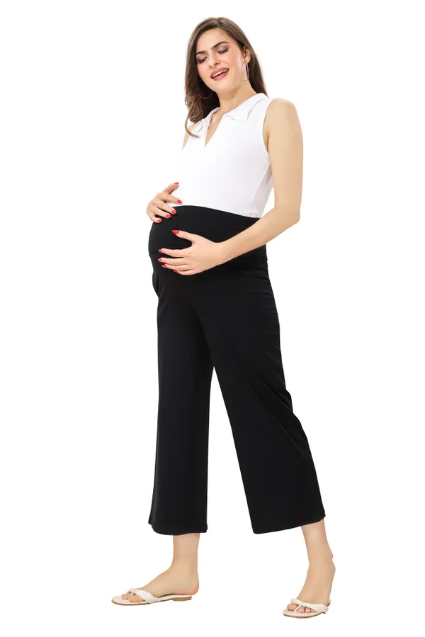 Cotton_Lycra_Highwaist_Adjusteble_Elastic_Maternity_Flared_Palazzo
