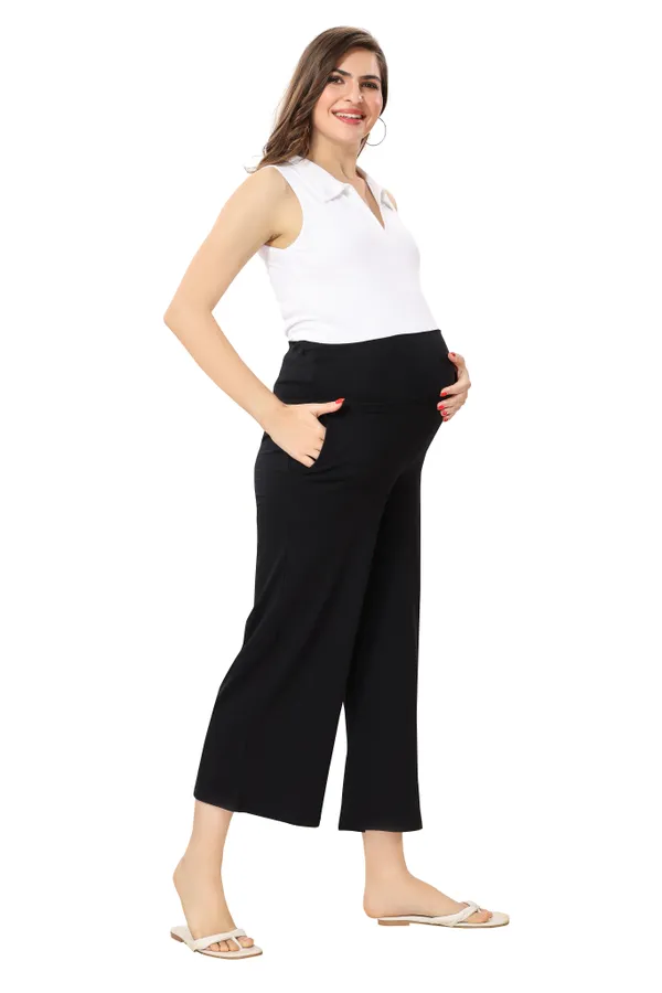 Cotton_Lycra_Highwaist_Adjusteble_Elastic_Maternity_Flared_Palazzo