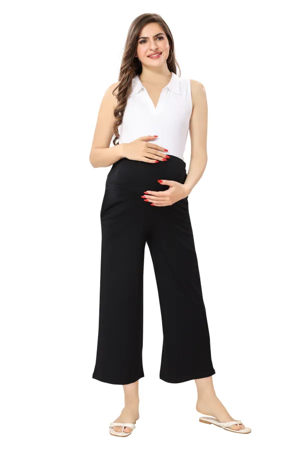 Cotton_Lycra_Highwaist_Adjusteble_Elastic_Maternity_Flared_Palazzo