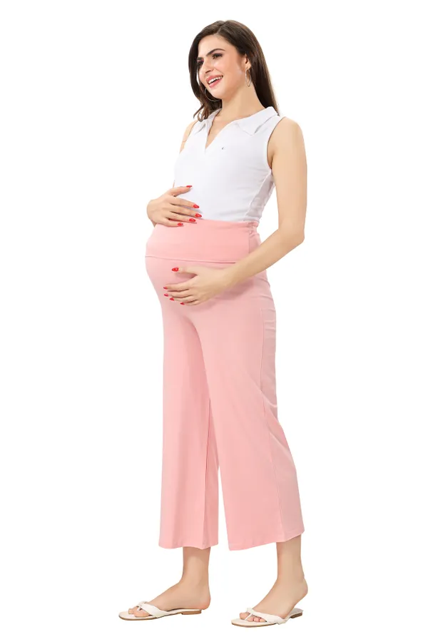 Cotton_Lycra_Highwaist_Adjusteble_Elastic_Maternity_Flared_Palazzo