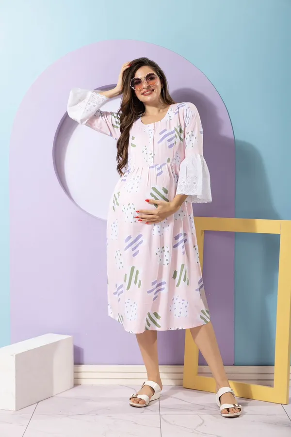 Baby_Pink_Breatheble_Rayon_Maternity_Dress