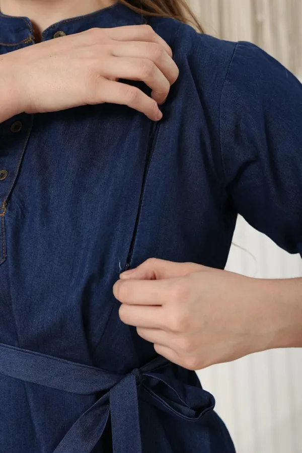 Chinese_Collared_Denim_Side_Cut_Kurti