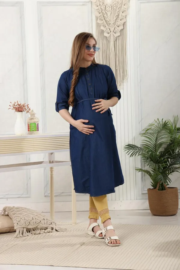 Chinese_Collared_Denim_Side_Cut_Kurti