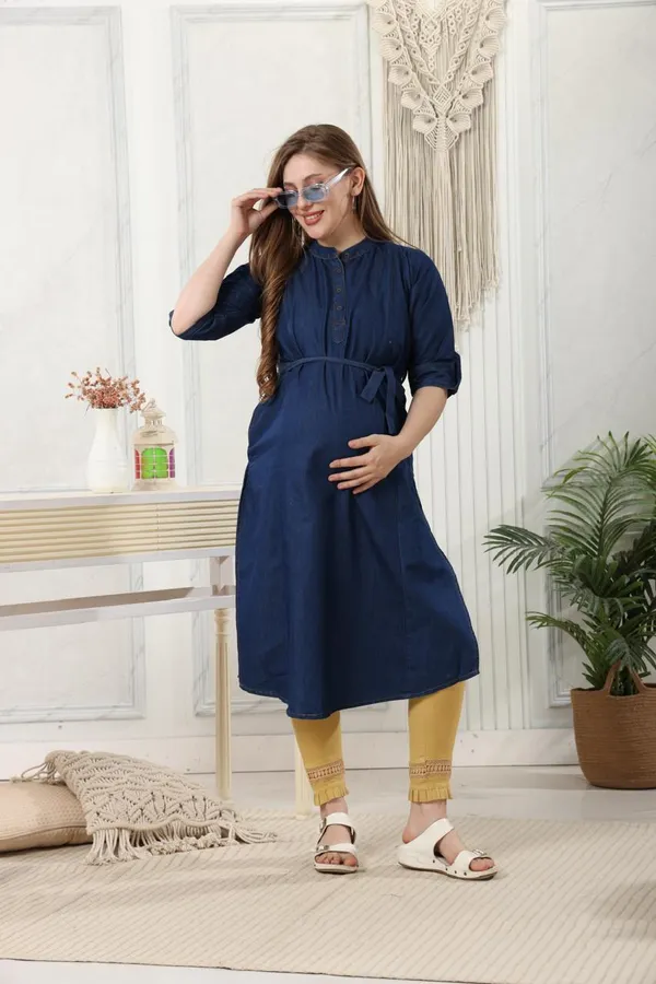 Chinese_Collared_Denim_Side_Cut_Kurti