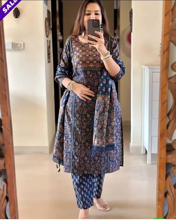 Blue_pure_cotton_Ajrakh_print_suit_set